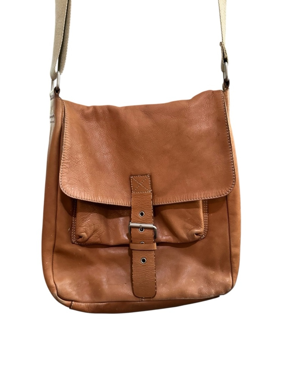 Kenneth Cole New York Brown Leather Crossbody Bag Cognac Messenger